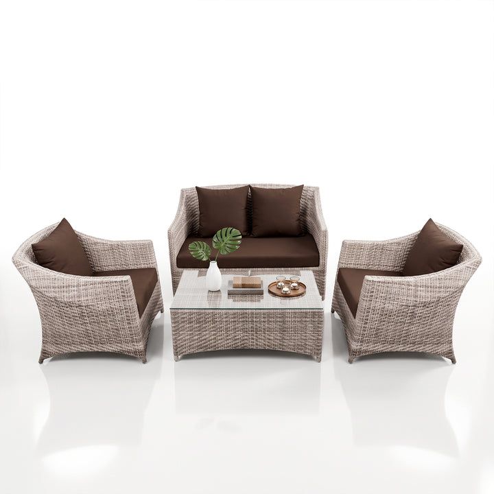 Gerardo Outdoor Sofa Set 2 Seater, 2 Single seater , 1 Center table (Seashell)