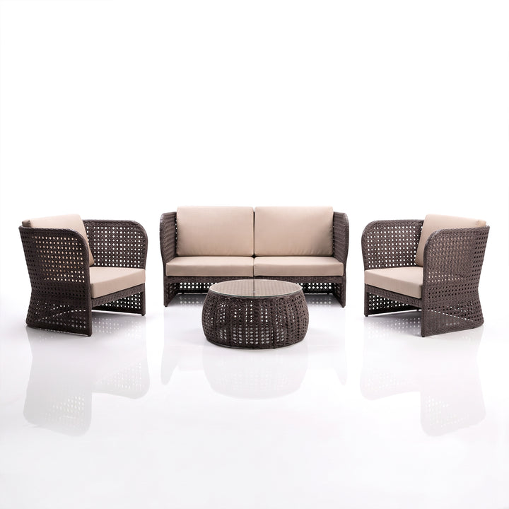 Lombardi Outdoor Sofa Set 2 Seater , 2 Single seater and 1 Center Table (Brown)