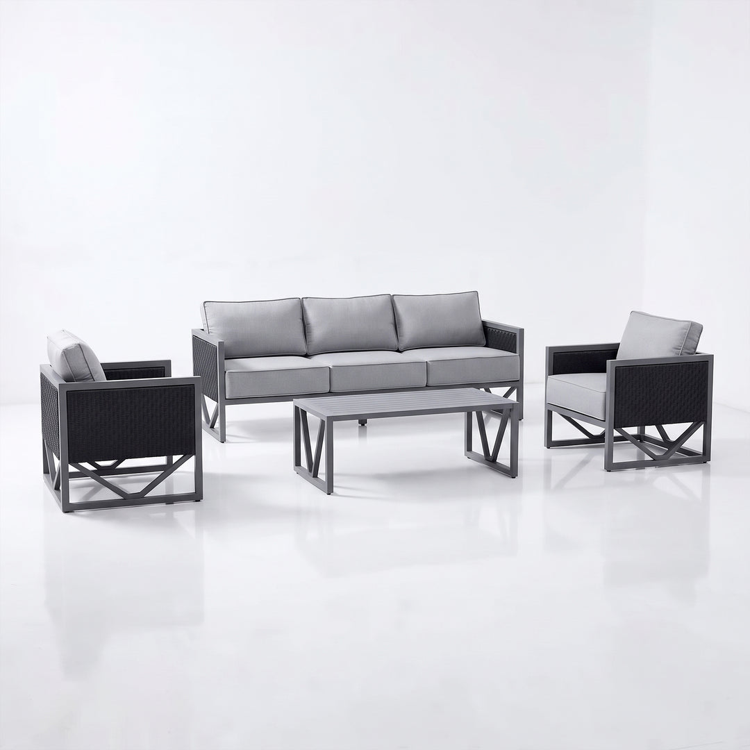 Myriad Outdoor Sofa Set 3 Seater , 2 Single seater and 1 Center Table Set (Black + Grey)