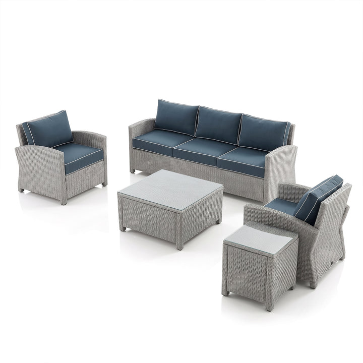 Krane Outdoor Garden Balcony Sofa Set 3 Seater, 2 Single seater, 1 Side table and 1 Center Table Conversation Set (Grey)