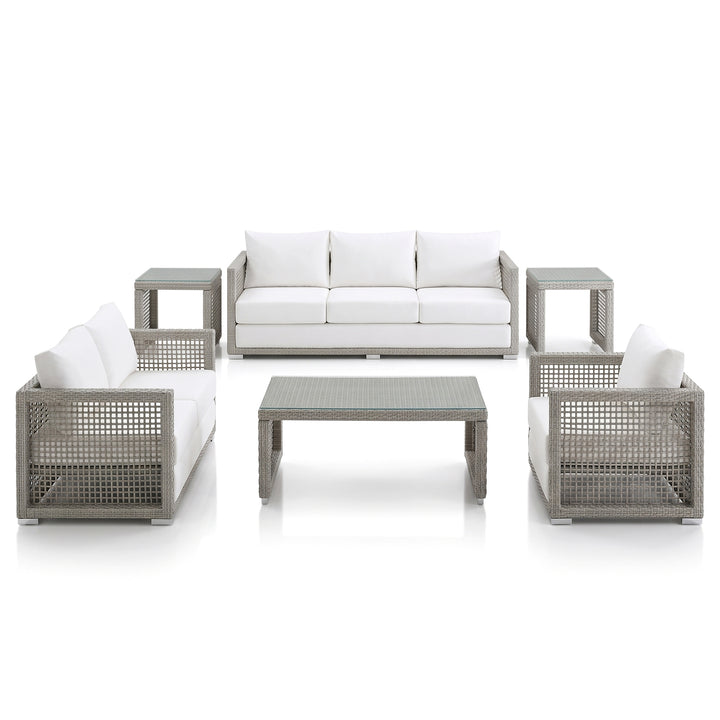 Malvolio Outdoor Set  1 Triple Seater, 1 Double Seater, 1 Single Seater, 2 Side table and 1 Center Table (Grey)