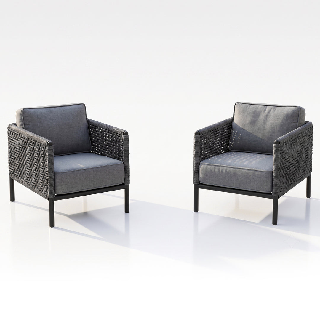 Alp Outdoor Sofa Set 2 Single seater (Grey) Braided & Rope