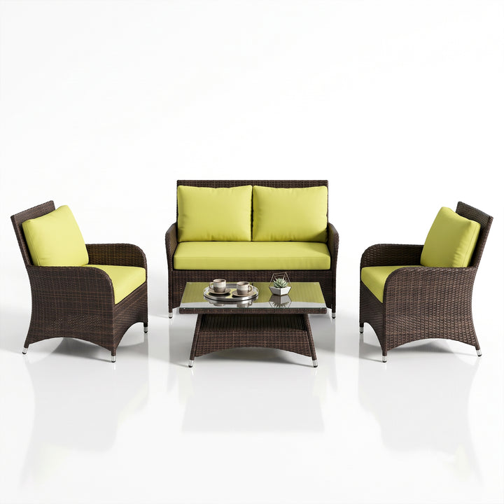 Italo Outdoor Sofa Set 2 Seater , 2 Single seater and 1 Center Table (Brown)