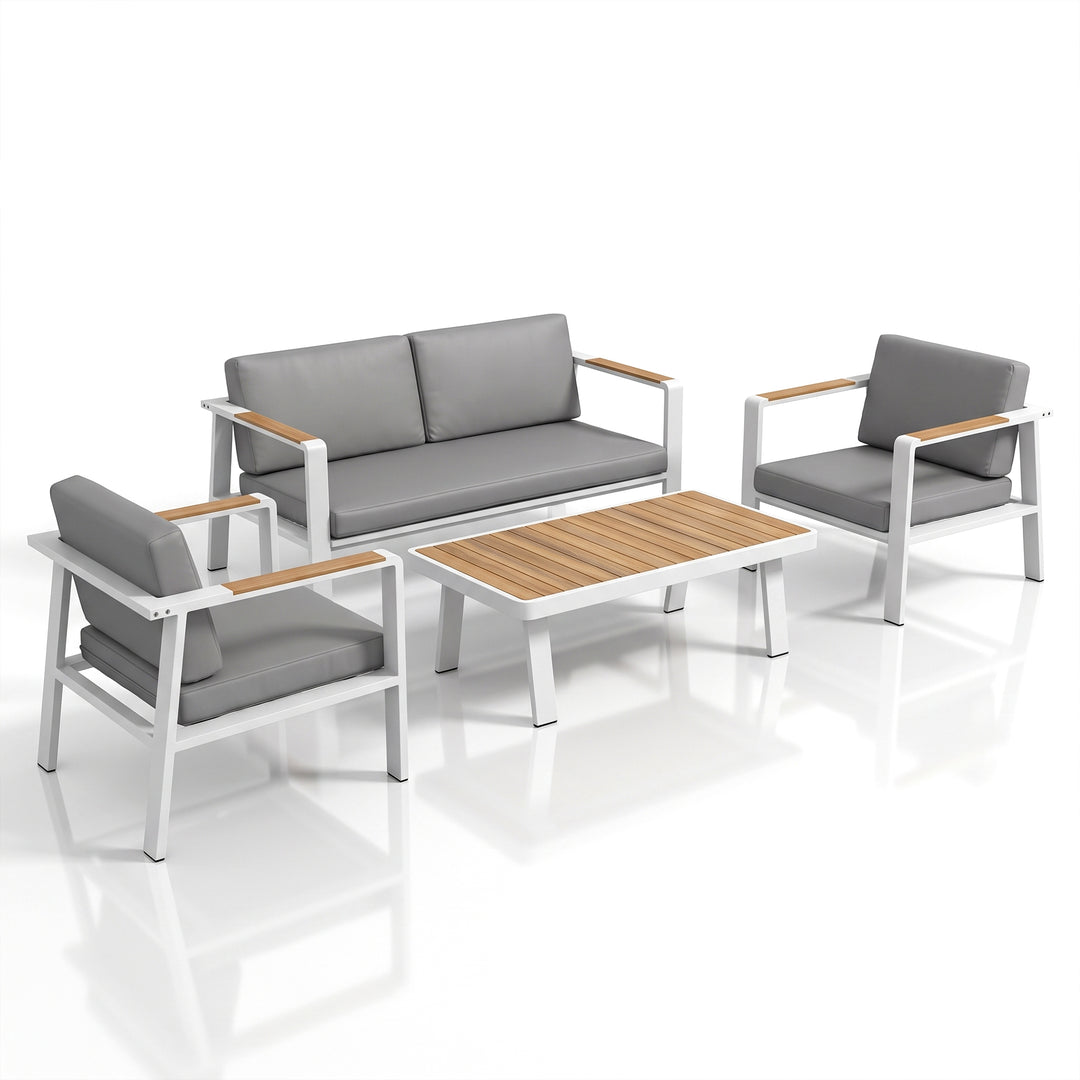 Marino Outdoor Sofa Set 2 Seater , 2 Single seater and 1 Center Table (White)