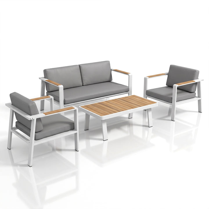 Marino Outdoor Sofa Set 2 Seater , 2 Single seater and 1 Center Table (White)