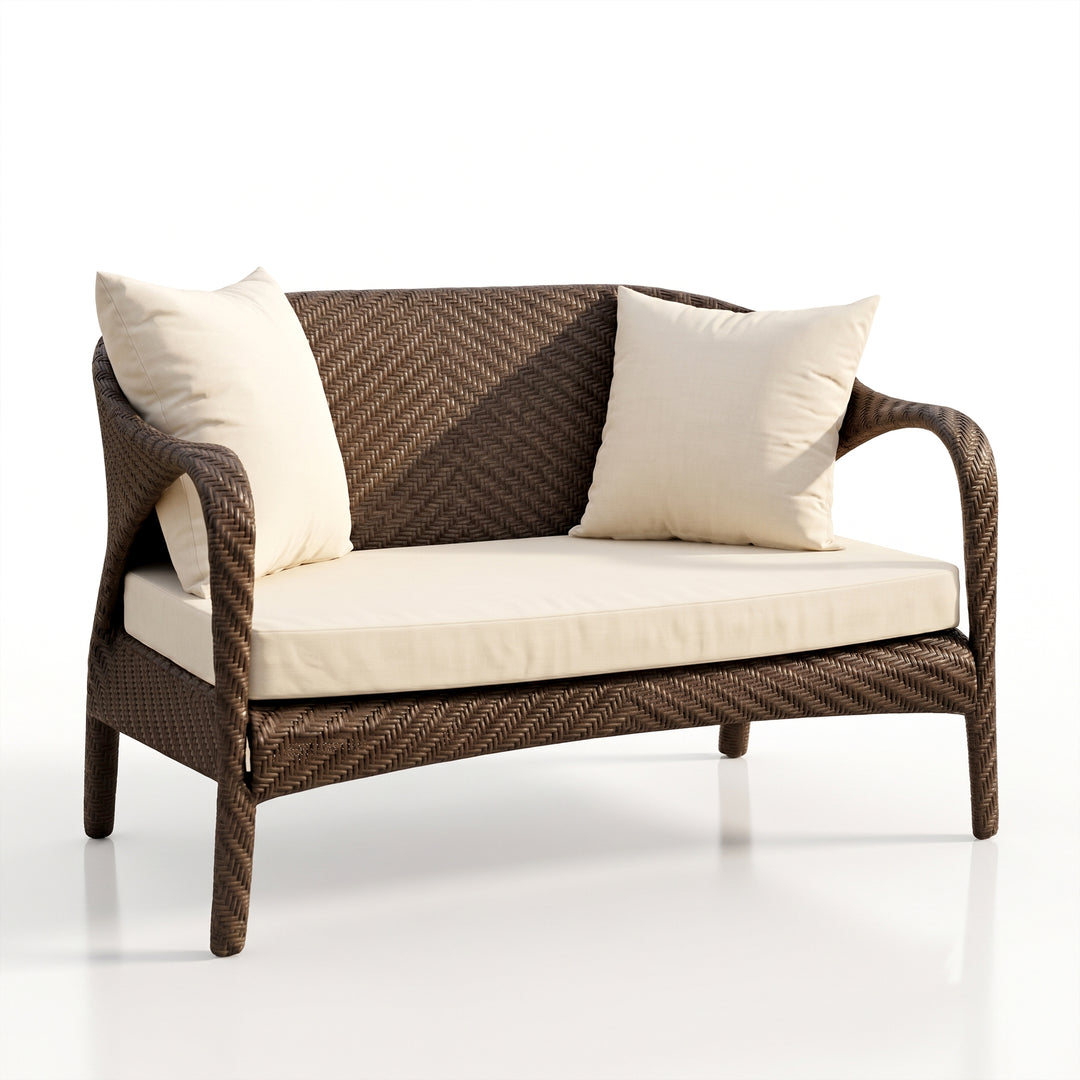 Kanva Outdoor 2 Seater Sofa (Dark Brown +Beige)