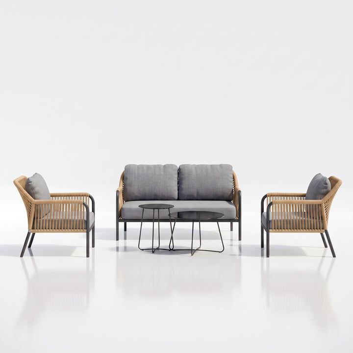 Morvos Outdoor Garden Balcony Sofa Set 2 Seater,2 Single seater and 2 Center Table Set (Beige)