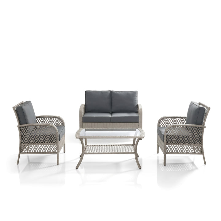 Meier Outdoor Sofa Set 2 Seater, 2 Single seater and 1 Center Table (Grey)
