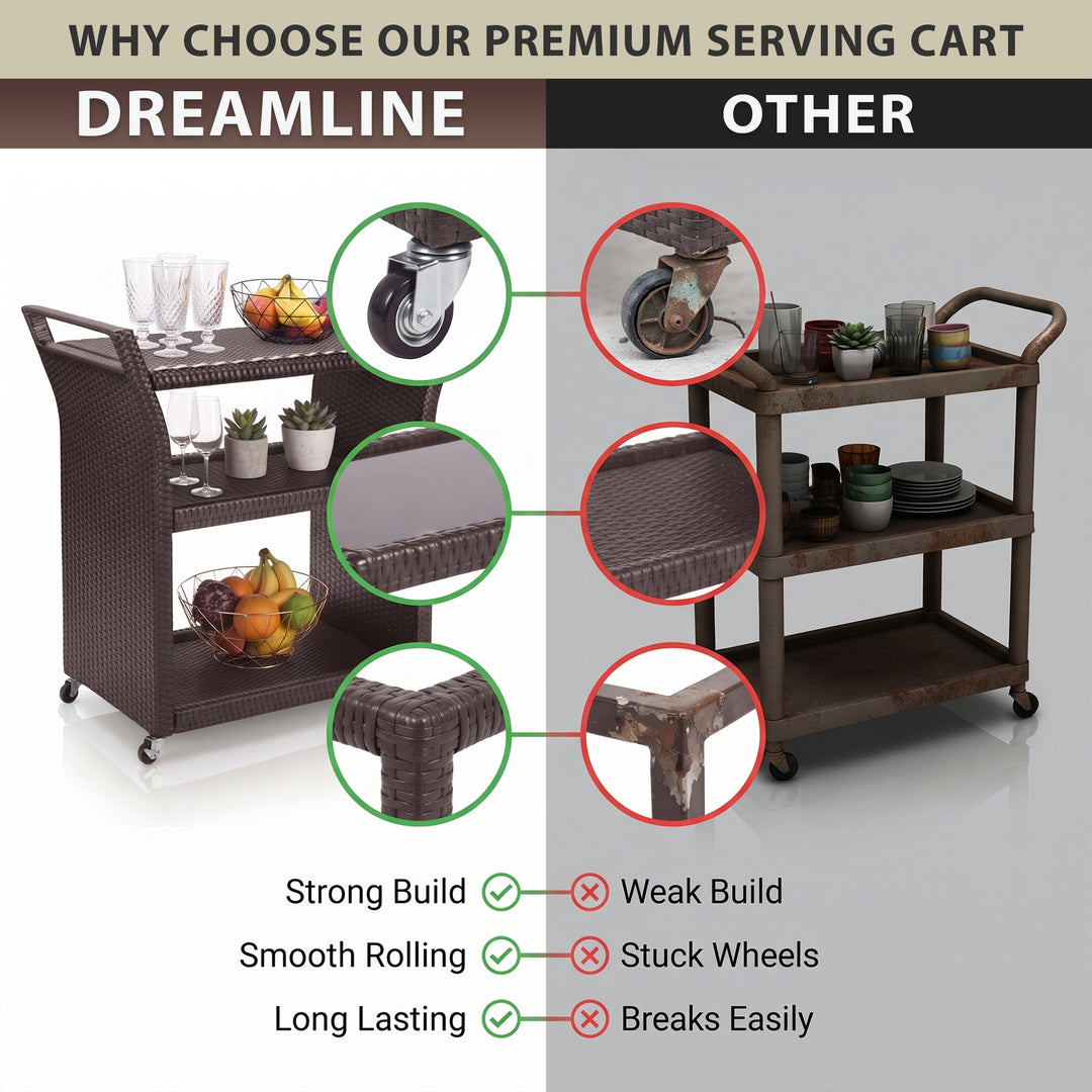 Hilde Outdoor Patio Bar Serving Cart (Brown)