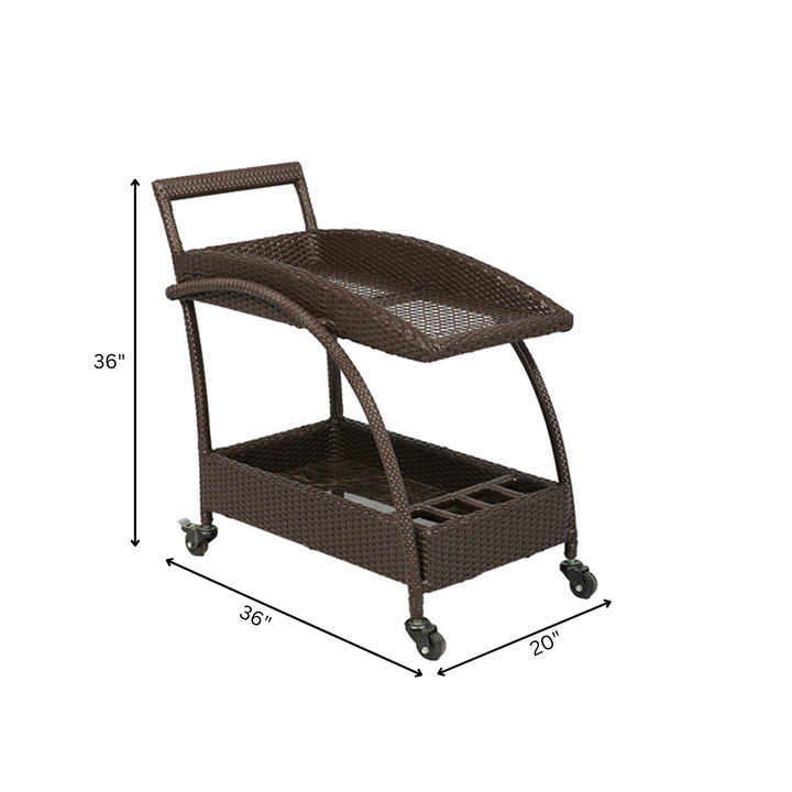 Ivon Outdoor Patio Bar Serving Cart (Brown)