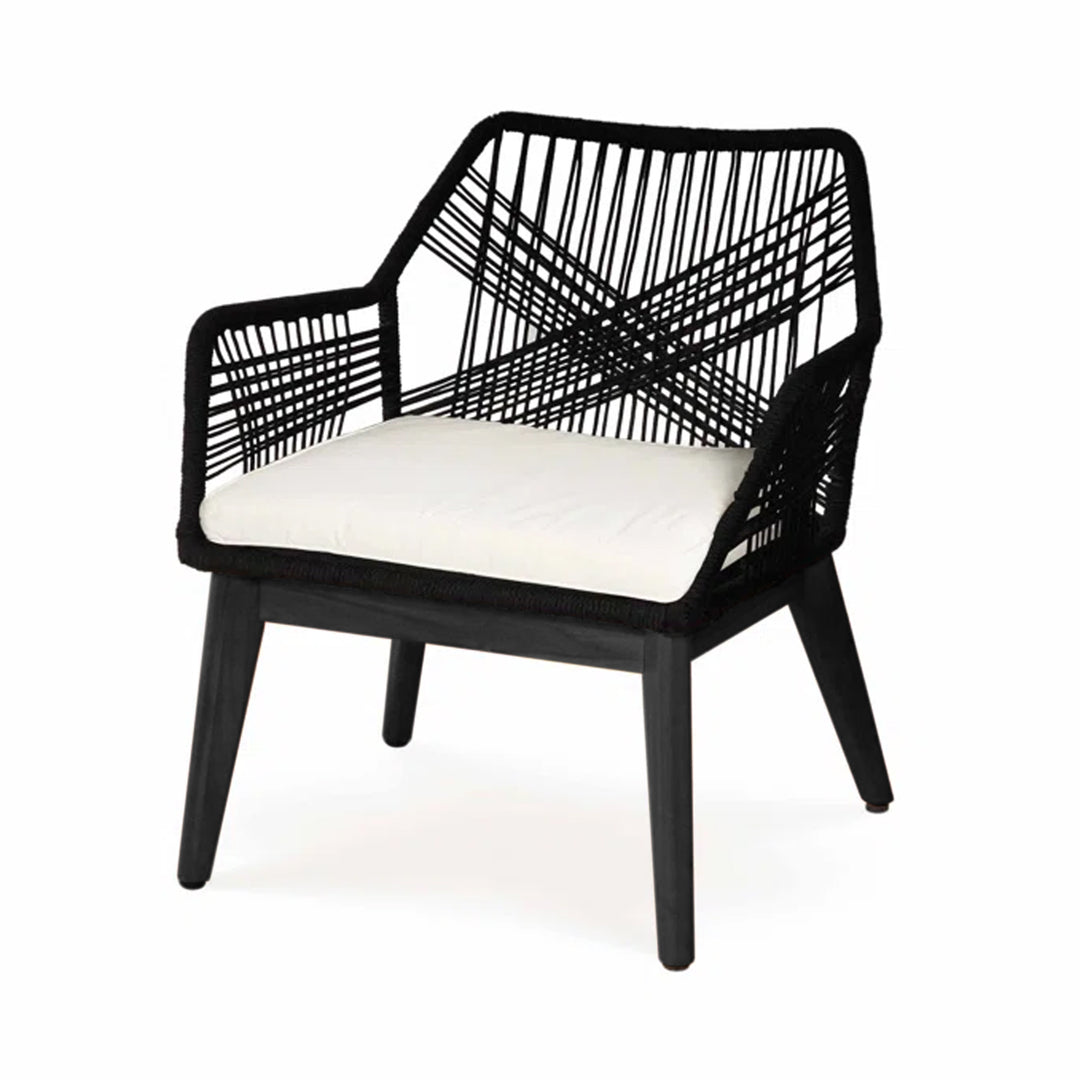 Elicia  Outdoor Patio Seating Set 2 Chairs and 1 Table Set (Black) Braided & Rope