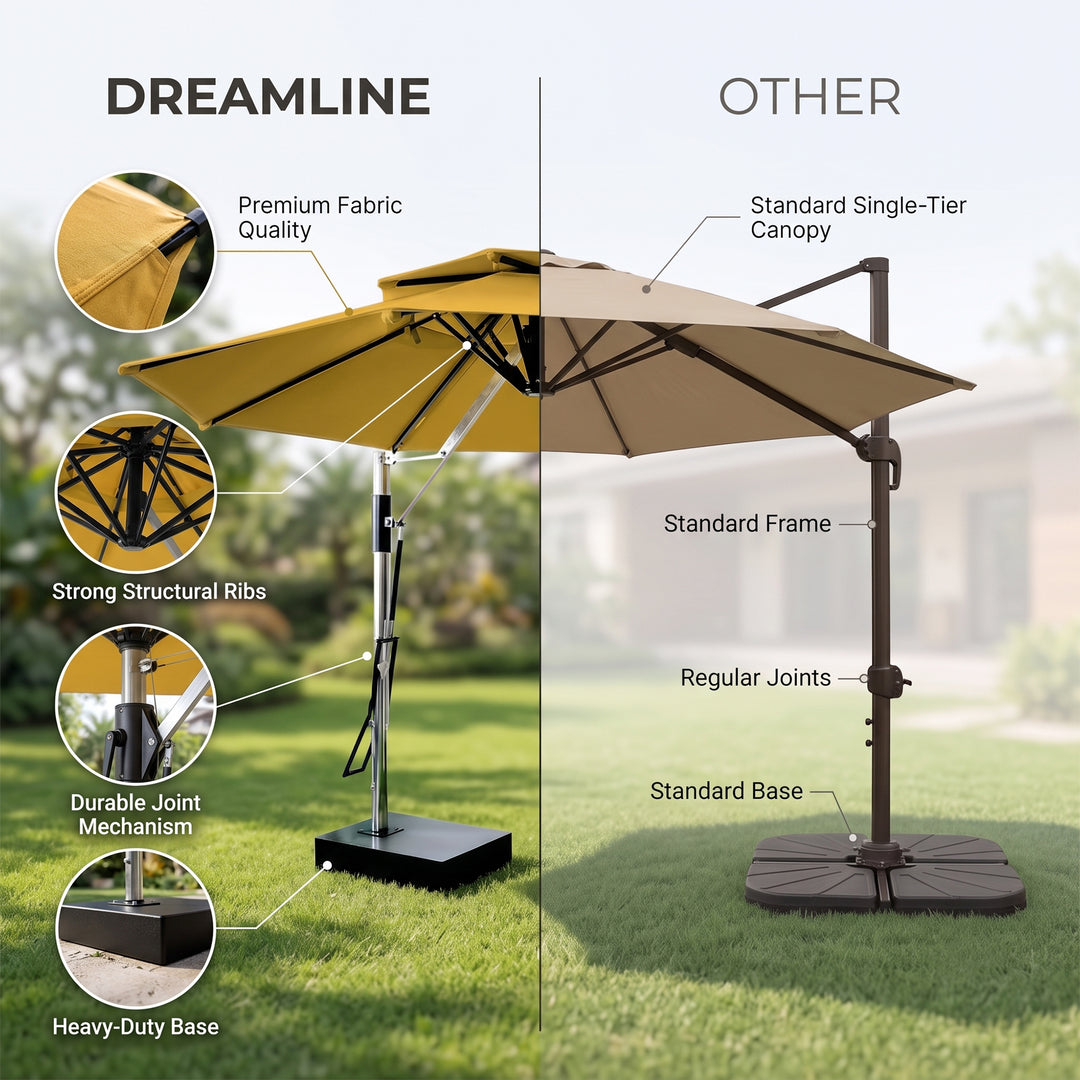 Spina Luxury Side Pole Garden Umbrella With Stand