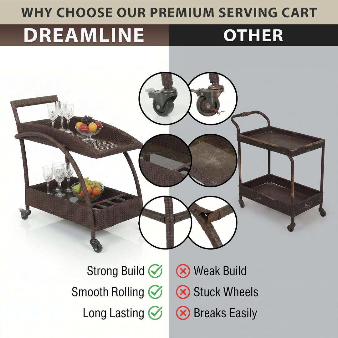 Ivon Outdoor Patio Bar Serving Cart (Brown)