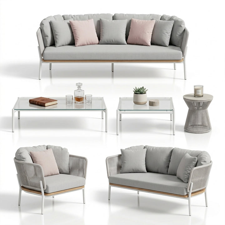 Arthur Outdoor Sofa Set 2 3 Seater sofa, 2 Single seater, 1 Small Table and 1 Center Table With 1 Side Table Set