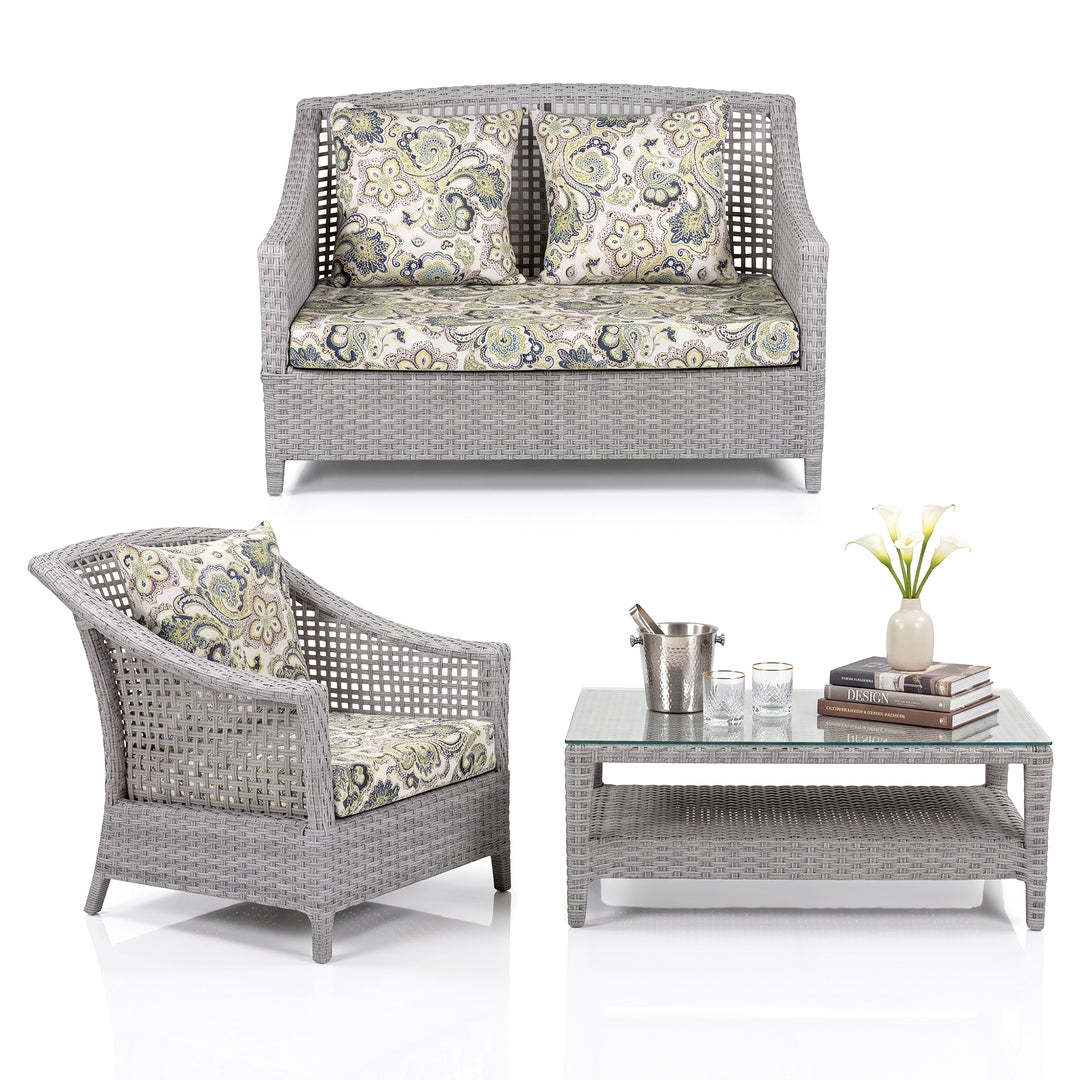 Bianchi Outdoor Sofa Set 2 Seater , 2 Single seater and 1 Center Table (Grey)