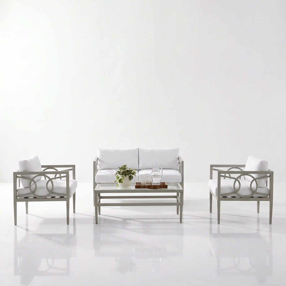 Duval Outdoor Sofa Set 2 Seater , 2 Single seater and 1 Center Table (White)