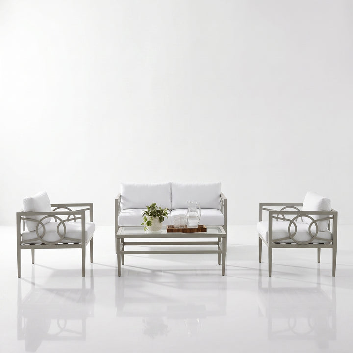 Duval Outdoor Sofa Set 2 Seater , 2 Single seater and 1 Center Table (White)