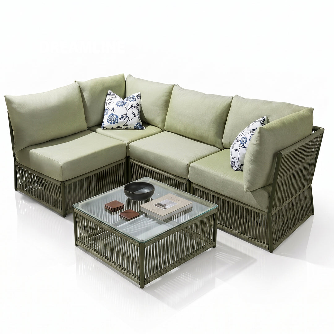 Castillo Outdoor Sofa Set 4 Seater and 1 Center Table Set Braided & Rope