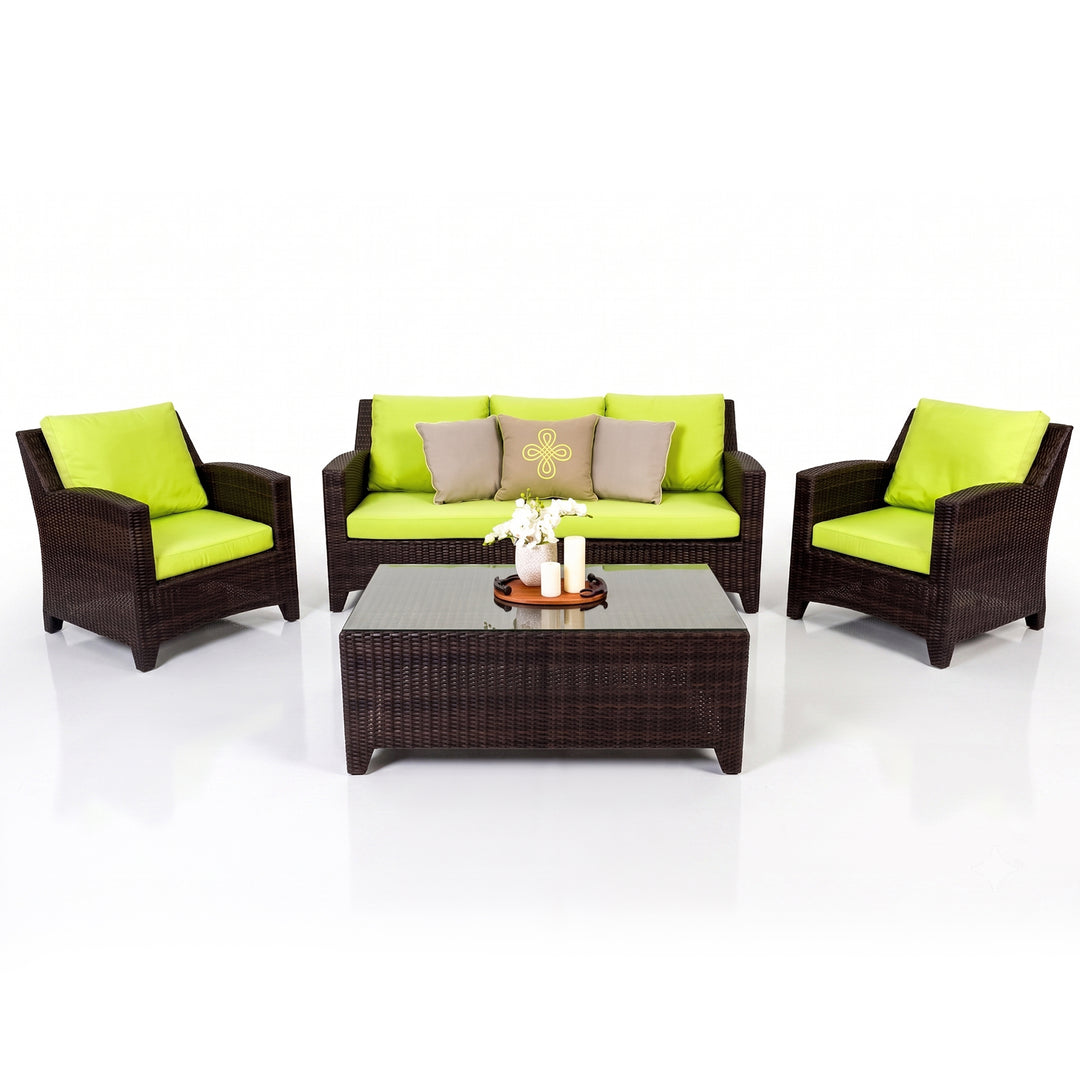 Alfonsoo Outdoor Patio Sofa Set 5 Seater and 1 Center Table (Dark brown)