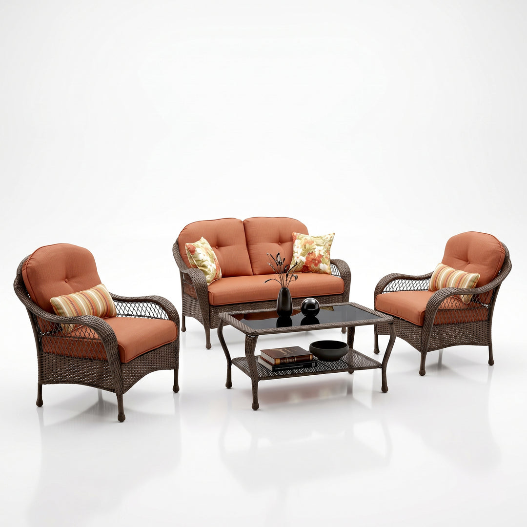 Dona Outdoor Sofa Set 2 Seater, 2 Single seater and 1 Center Table (Dark Brown)