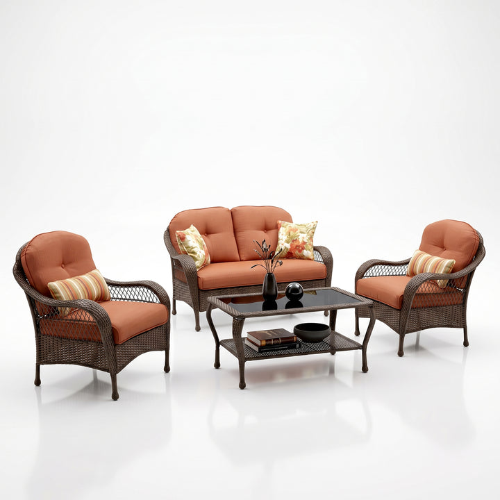 Dona Outdoor Sofa Set 2 Seater, 2 Single seater and 1 Center Table (Dark Brown)