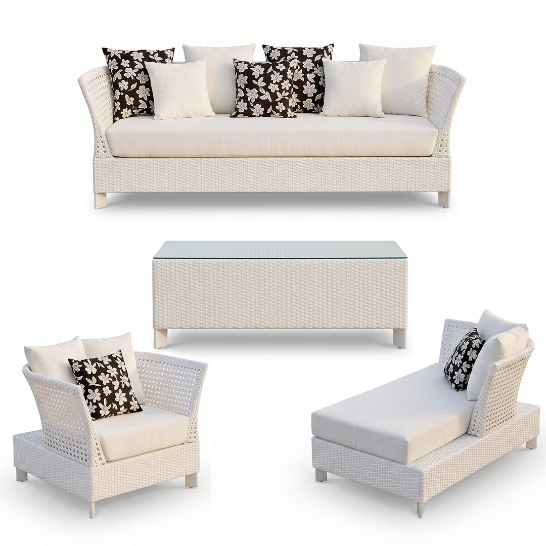 Astrol Outdoor Garden Balcony Sofa Set 3 Seater seater, 1 Double Seater, 1 Single Seater and 1 Center Table  (White)