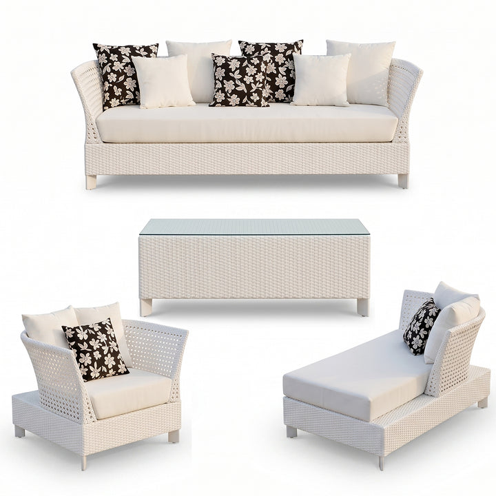 Astrol Outdoor Garden Balcony Sofa Set 3 Seater seater, 1 Double Seater, 1 Single Seater and 1 Center Table  (White)
