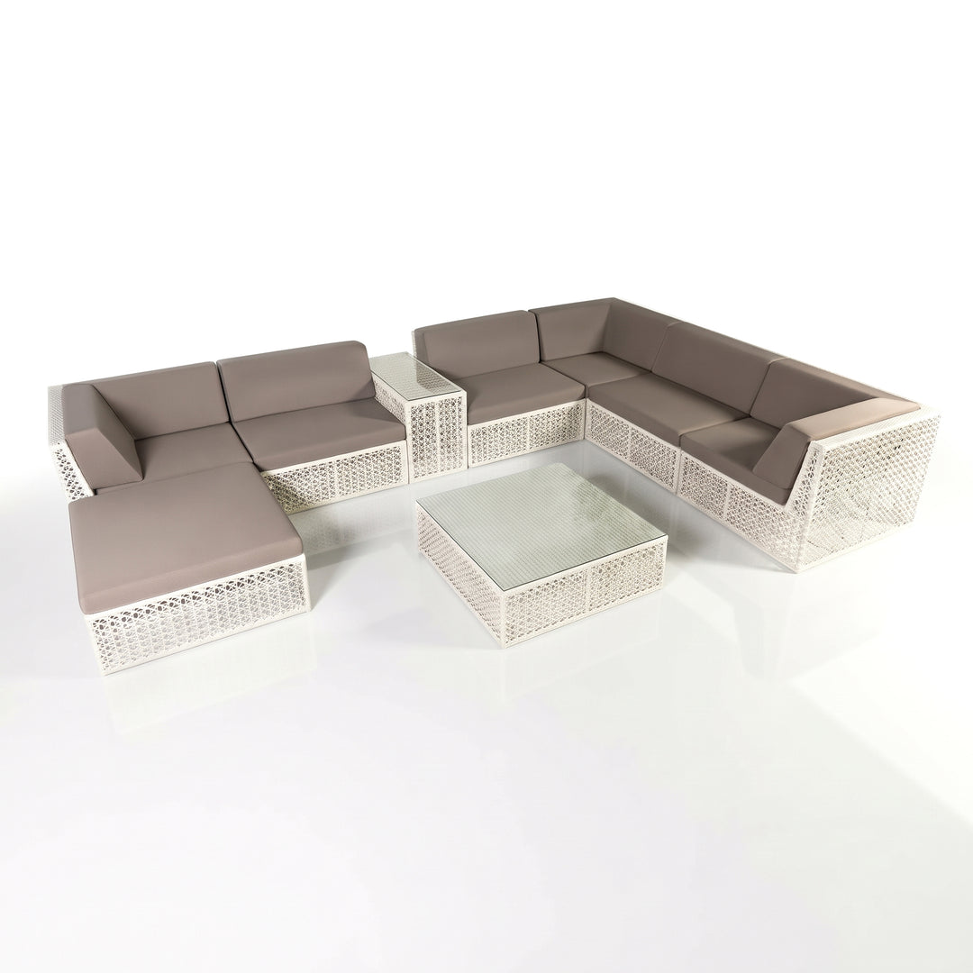 Ludovica Outdoor Patio Sofa Set 6 Seater , 1 Footstool , 1 Side table and 1 Center Table (White)