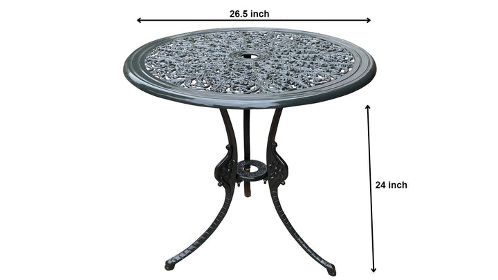 Nikola Cast Aluminium Garden Patio Seating 4 Chair and 1 Table Set (Black)
