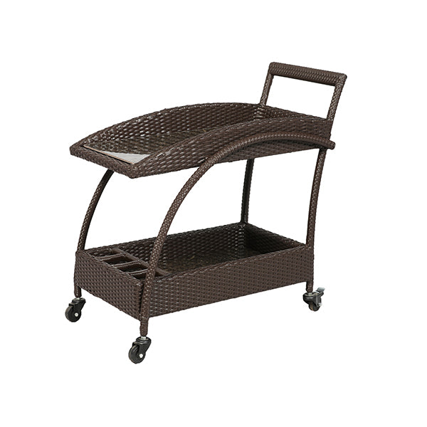 Ivon Outdoor Patio Bar Serving Cart (Brown)