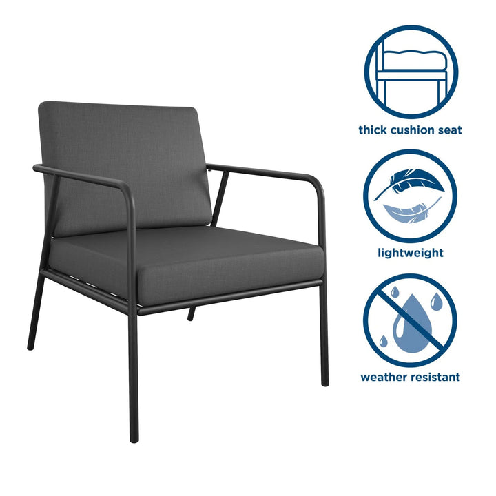 Sleety Outdoor Patio Seating Set 2 Chairs and 1 Table Set (Dark Grey)