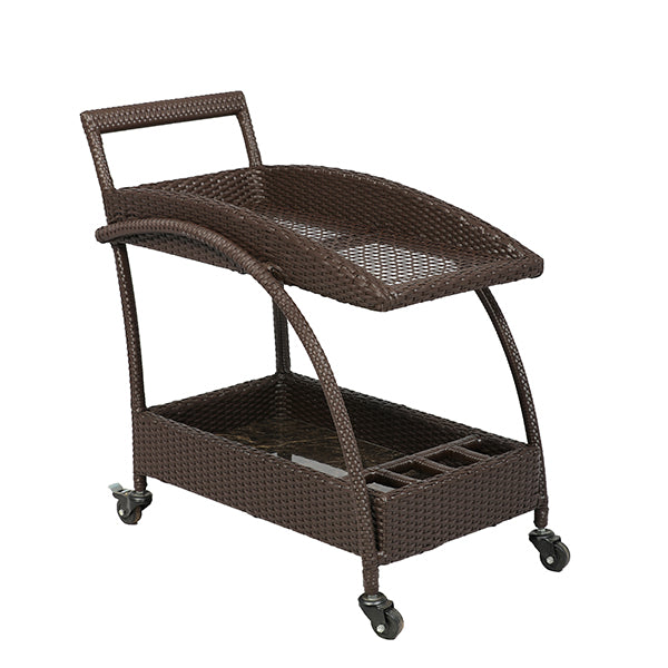 Ivon Outdoor Patio Bar Serving Cart (Brown)