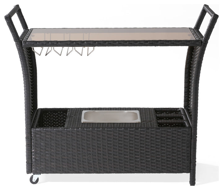 Gerrit Outdoor Patio Bar Serving Cart (Dark Brown)