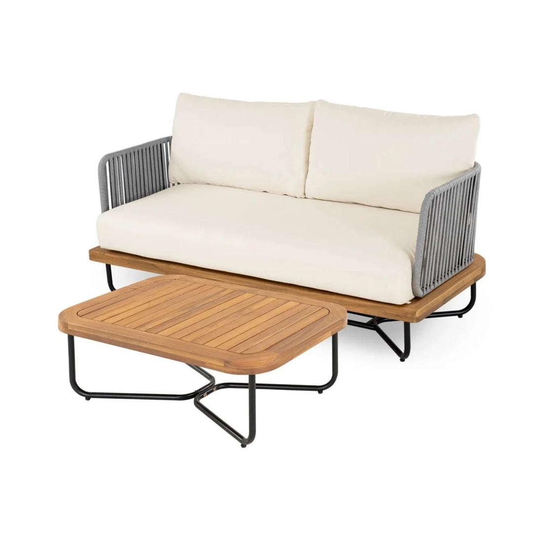 Eros Outdoor Garden Balcony Sofa Set 2 Seater , 2 Single Seater 1 Center Table Set Braided and Rope (Grey)