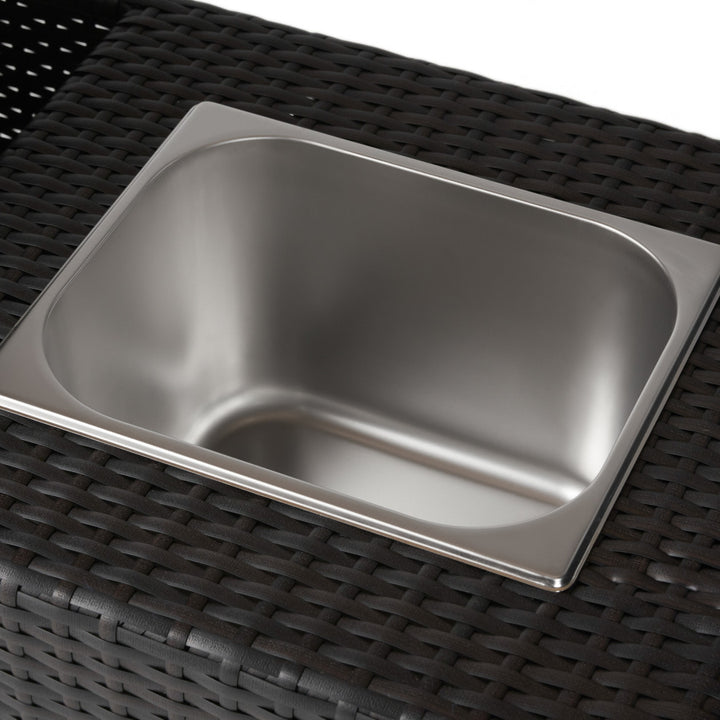 Gerrit Outdoor Patio Bar Serving Cart (Dark Brown)