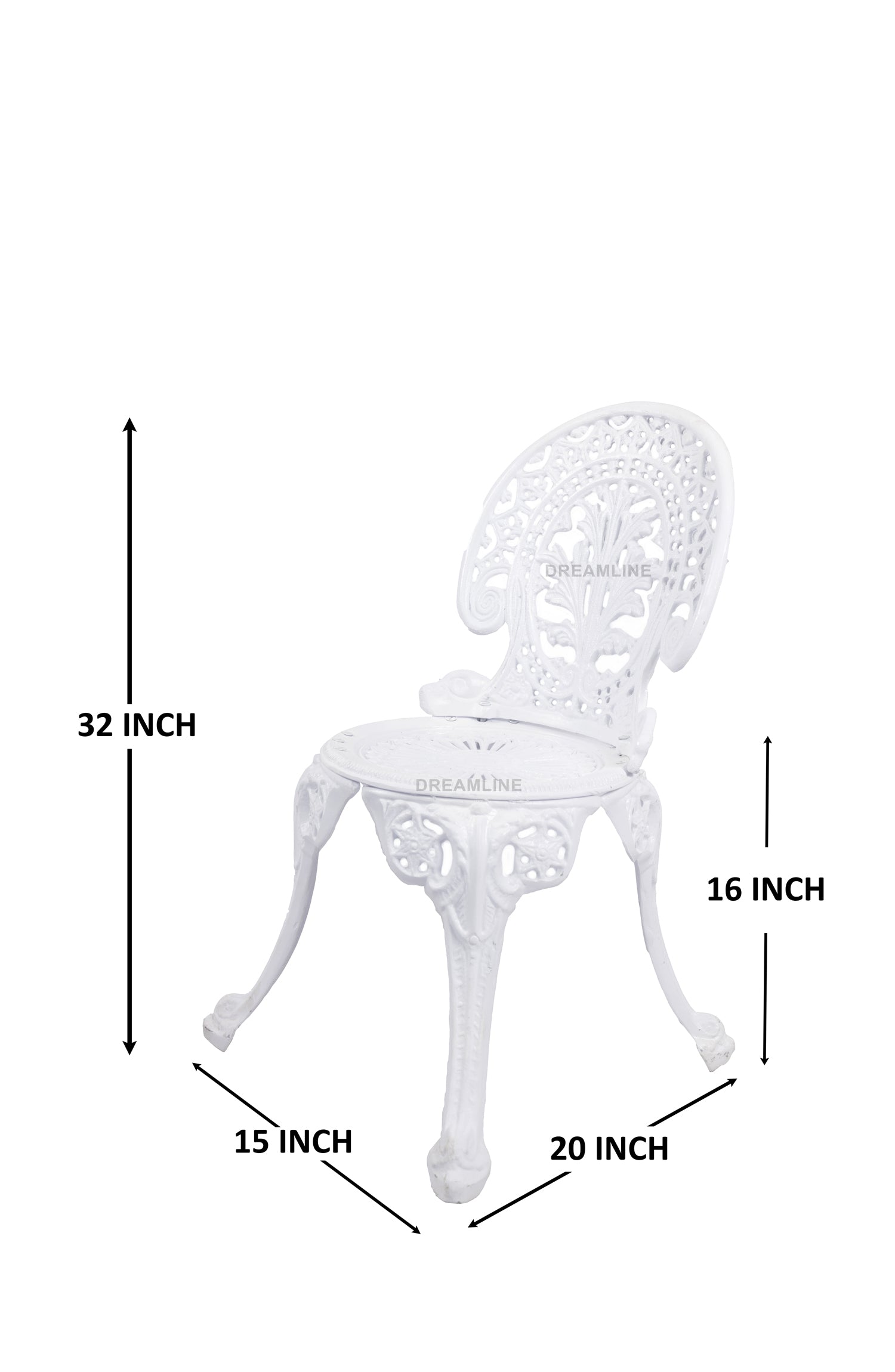 KIYA Cast Aluminium Garden Patio Seating 2 Chair and 1 Table Set (White)