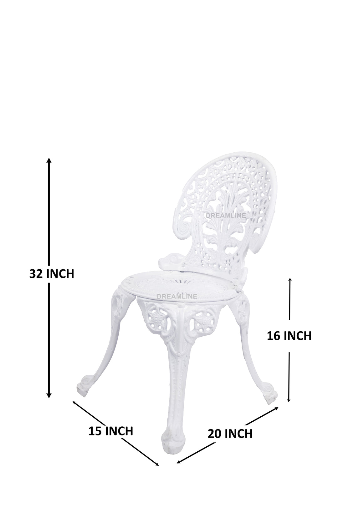 Clux Cast Aluminium Garden Patio Seating 3 Chair and 1 Table Set (White)