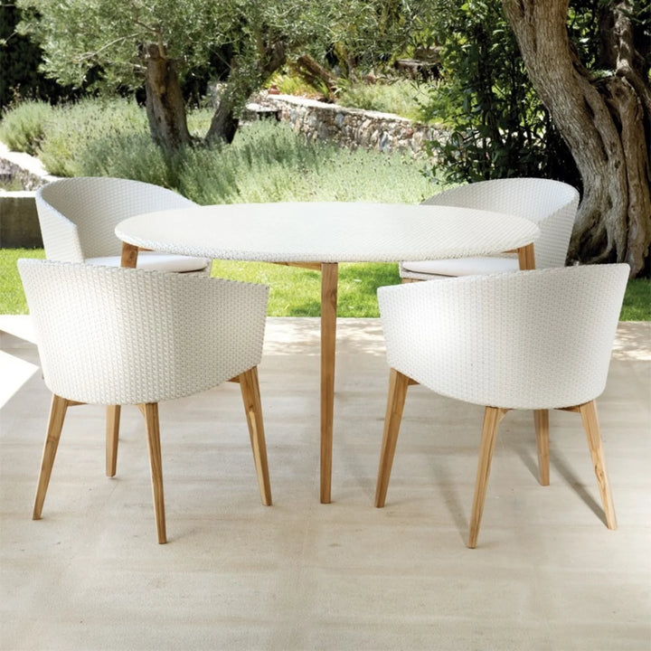 Ligna Outdoor Patio Seating Set 4 Chairs and 1 Table Set (White)
