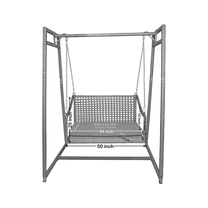 Weden Double Seater Hanging Swing With Stand For Balcony , Garden Swing (Grey)