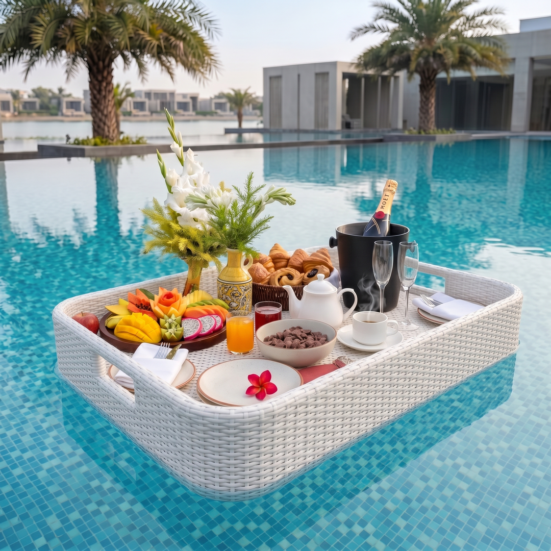 Rocío Luxury Floating Serving Tray For Swimming Pool - White( Rectangle )