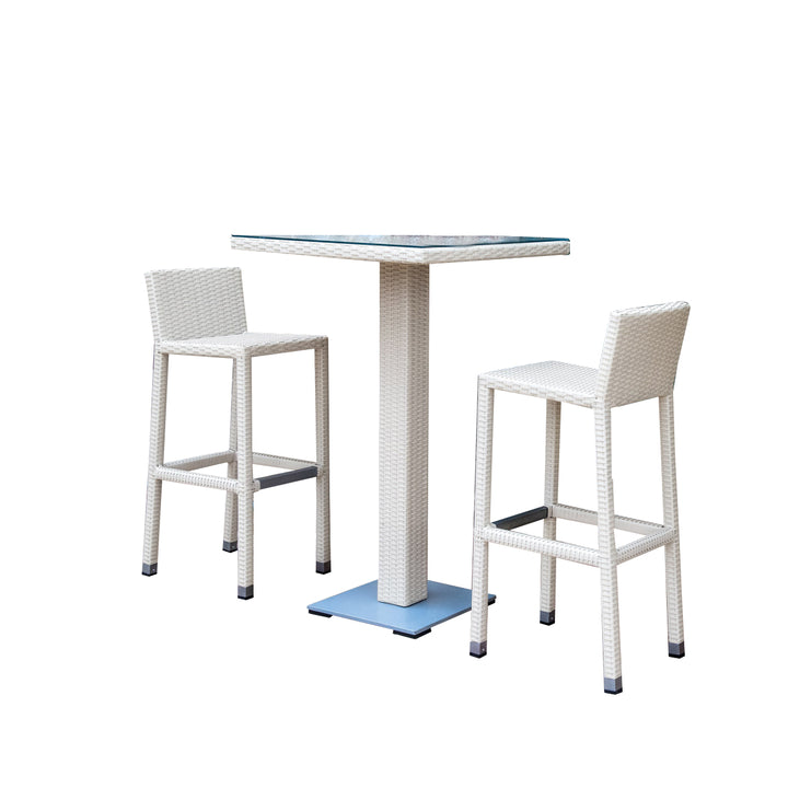 Meier Outdoor Patio Bar Sets 2 Chairs and 1 Table (White)