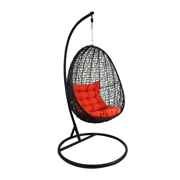 Oscuro Single Seater Hanging Swing With Stand For Balcony , Garden Swing (Black)