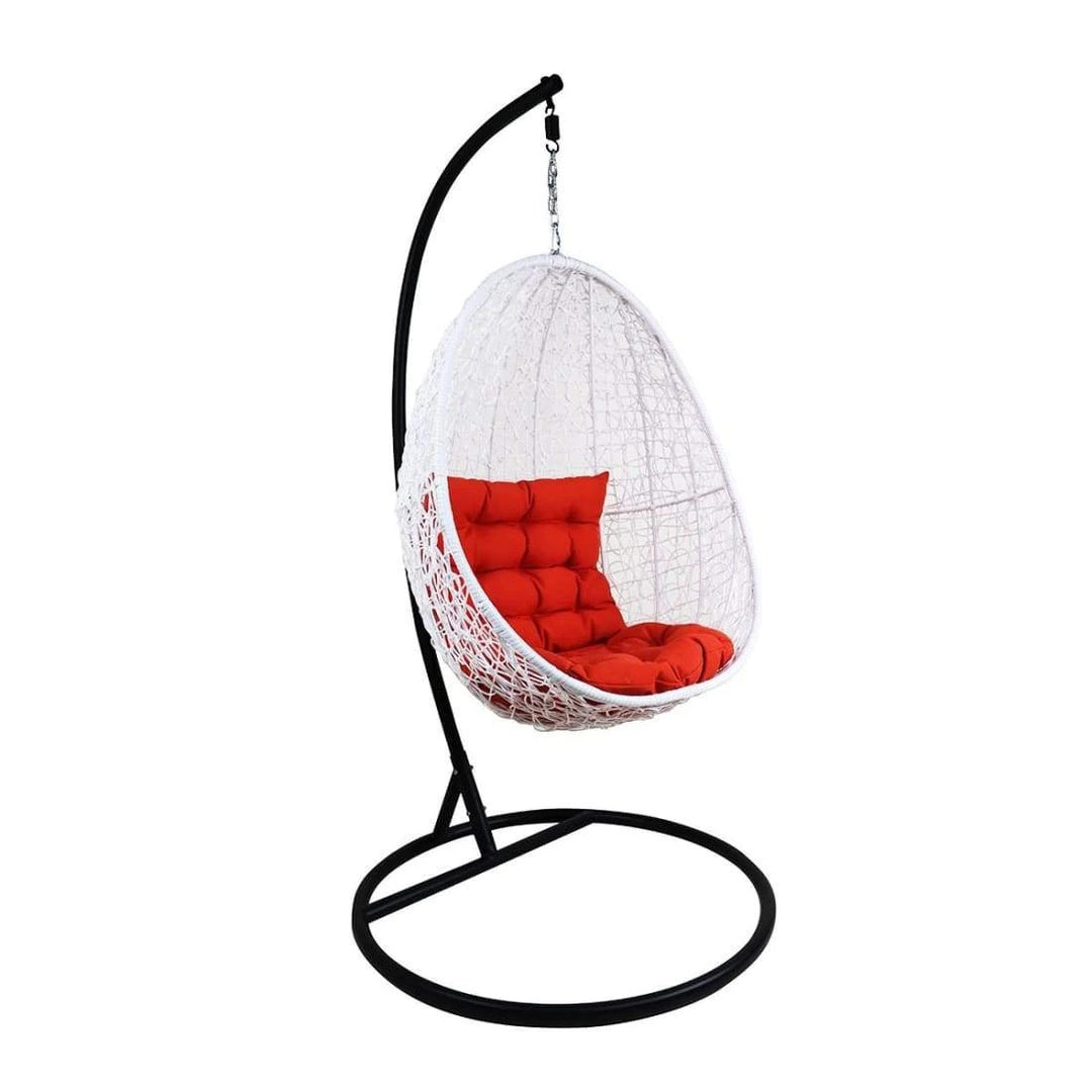 Luciana Single Seater Hanging Swing With Stand For Balcony , Garden Swing (White)