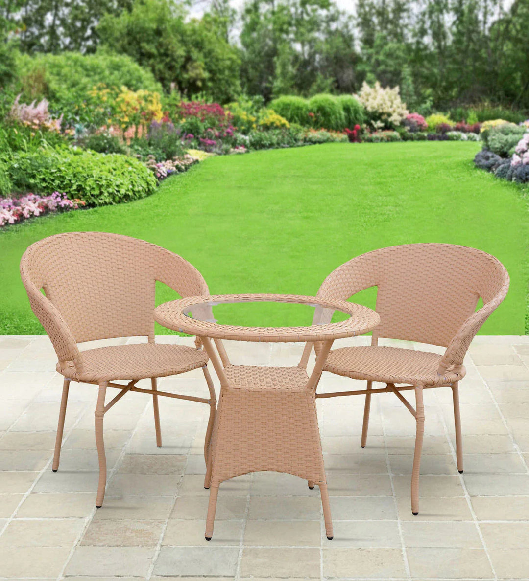 Thyme Outdoor Patio Seating Set 2 Chairs and 1 Table Set