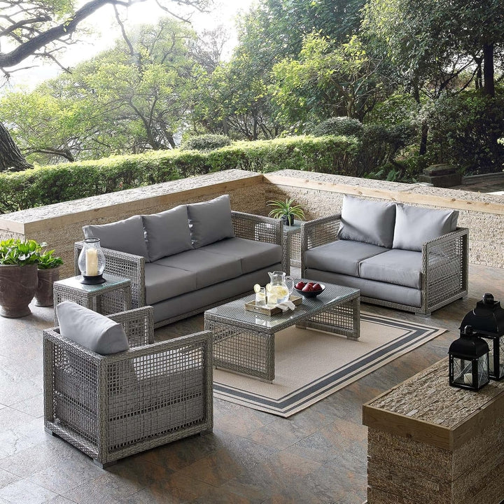 Malvolio Outdoor Set  1 Triple Seater, 1 Double Seater, 1 Single Seater, 2 Side table and 1 Center Table (Grey)