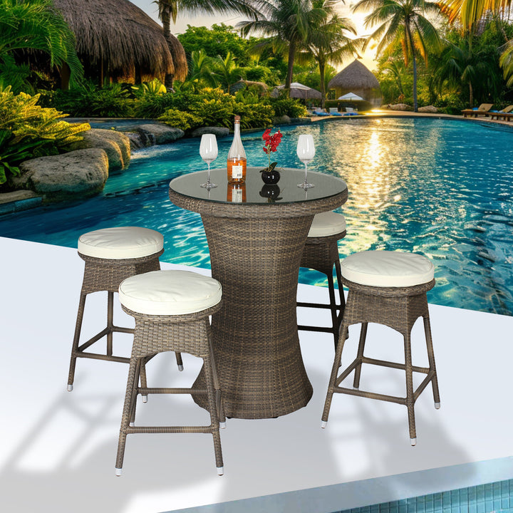 Stein Outdoor Patio Bar Sets 4 Stools and 1 Table (Capicano)