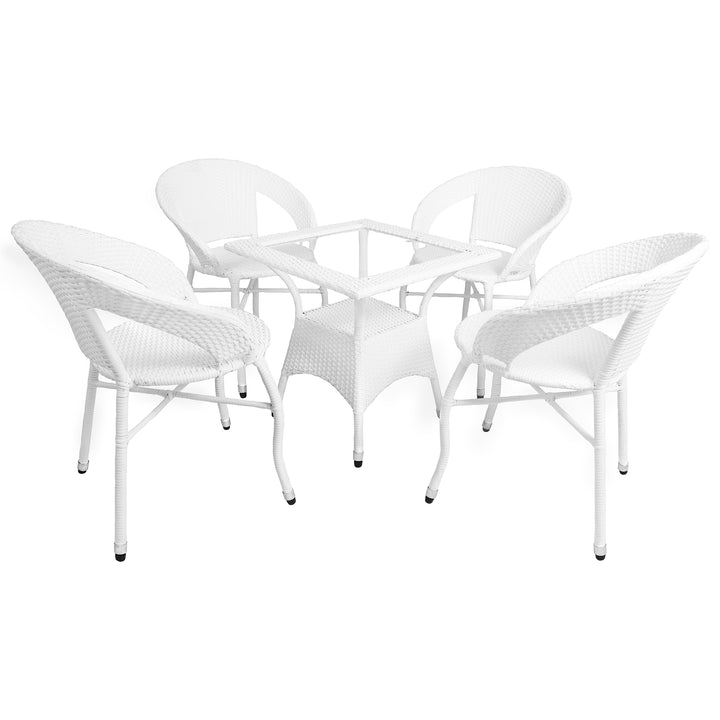 Uglia Outdoor Patio Seating Set 4 Chairs and 1 Table Set (White)