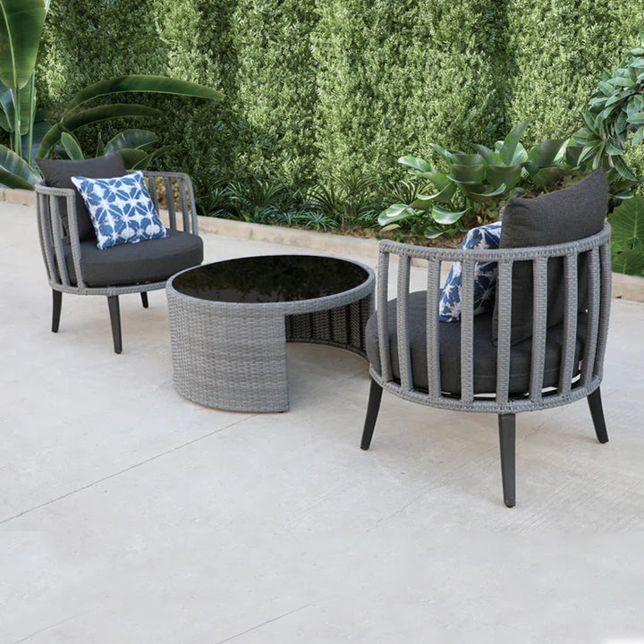 Eto Outdoor Patio Seating Set 2 Chairs and 1 Table Set (Grey)