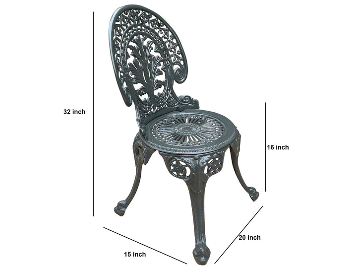 Ziska Cast Aluminium Garden Patio Seating 2 Chair and 1 Table Set (Black)