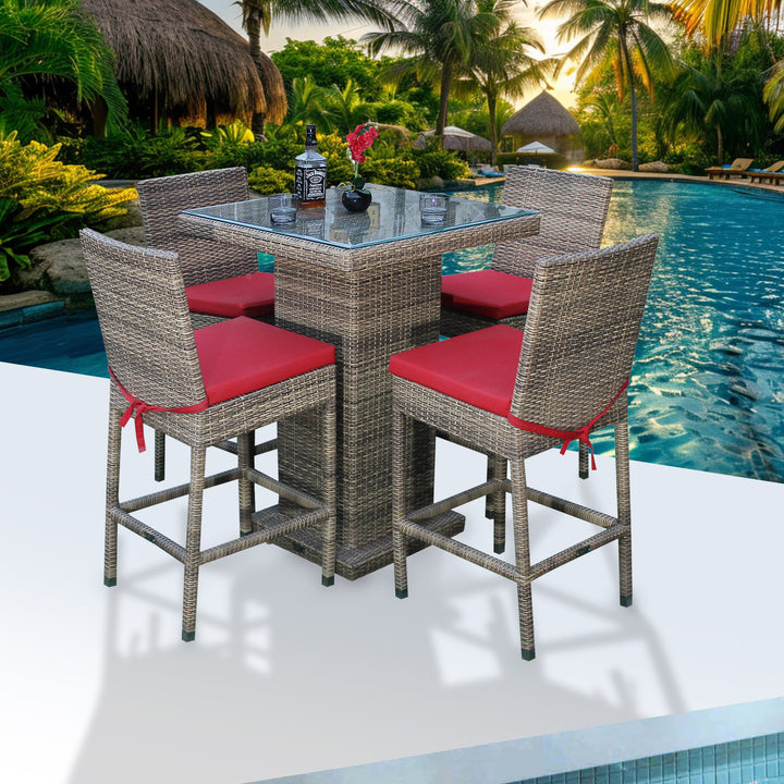 Klein Outdoor Patio Bar Sets 4 Chairs and 1 Table (Capicano)